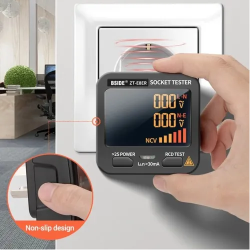 BSIDE ZT-E8 LCD Socket Tester Color Screen Voltage Outlet Tester Auto Electric Circuit Polarity Wall Plug Switch