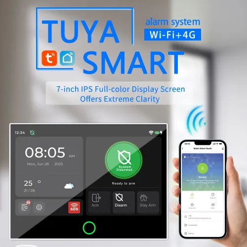 Tuya Smart Home Security Alarm System 4G WiFi Wireless 7-inch Screen Real-time Monitoring Instant Notification Voice Activation