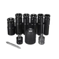 Drillpro 10pcs Air Impact Socket Wrench Set 1/2 Inch Square Drive Metric Drill Chuck Adapter