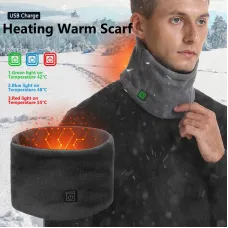 TENGOO 3 Gears Electric Heating Scarf Adjustable Intelligent Winter USB Rechargeable Neck Cold Protection Warm Scarf for Men Women (Battery not included)