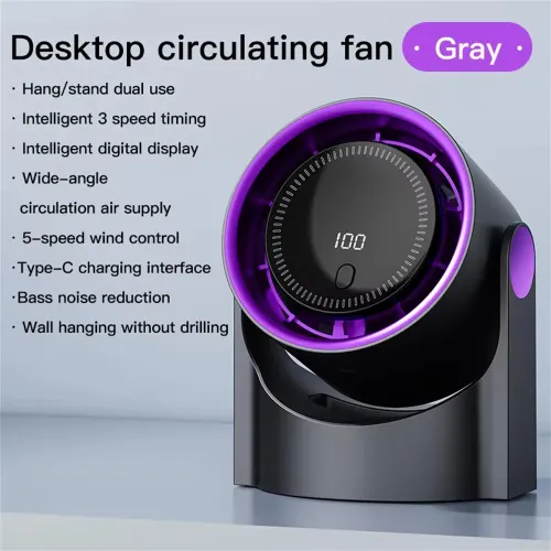IPRee Mini Cooling Fan Silent Portable Bladeless Fan 100 Level Desktop Fan USB Rechargeable Digital Display High-Speed Circulating Fan