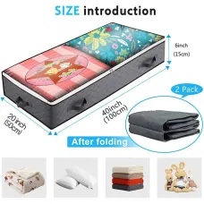 AGSIVO 2 Packs Foldable Underbed Bags Blanket Clothes Comforters Storage Bag with Zipper and Clear Window and 4 Handles