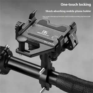 BENGGUO Aluminum Alloy Bike Phone Mount Quick Release Shock-absorbing Anti-slip Universal Motorcycle Handlebar 360 Rotation Phone Holder