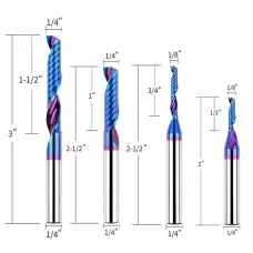 1/4 Inch Shank YK20 Alloy CNC Router Bit Spiral Design Nano Coated Cutter for Aluminum Brass ABS Acrylic HDPE High Precision 35 Degree Angle