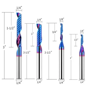 1/4 Inch Shank YK20 Alloy CNC Router Bit Spiral Design Nano Coated Cutter for Aluminum Brass ABS Acrylic HDPE High Precision 35 Degree Angle