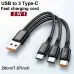 6A 100W USB-A to Type-C+Type-C+Type-C Cable Fast Charging Data Transmission Copper Core Line 0.2M/1.2M Long for iPhone 16 16 Pro 15 14 for Samsung Galaxy S25 for Xiaomi 15 Ultra