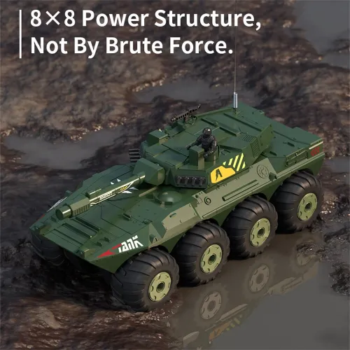 HW Y1802 RTR 1/32 2.4G 8WD RC Car Tank Amphibious Waterproof 360 Rotation LED Light Radio Control Armored Vehicles Models Boys Gifts Toys