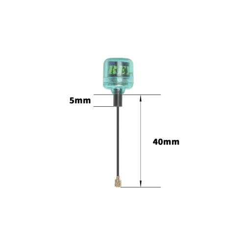 FlyFishRC Osprey 5.8GHz 2.82dBi LHCP FPV Antenna Stubby Antenna 40mm Ipex/UFL RG141 Coax 2.1g Cyan for FPV Racing RC Drone