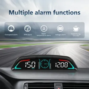 Universal Car Head-Up Display HUD Multi-Functional Display Multiple Alarm Functions Time Speed Distance Driving Fuel Consumption