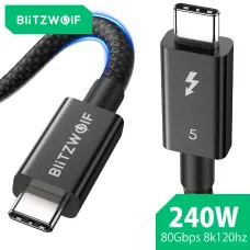 BlitzWolf BW-HDC8 Thunderbolt5 Cable 240W Fast Charging up to 120Gbps Bandwidth for 16K Dual 8K/6K Compatible for Thunderbolt 5/4/3, USB4, NVME SSD, MacBook M4 Pro, Dock, eGPU