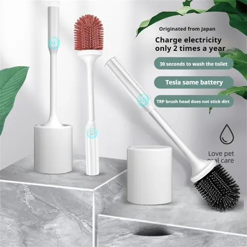 Tevorex Electric Toilet Brush IPX7 Waterproof TPR Material No Stains No Dead Corner Cleaning Large Battery Capacity Wall-mountable for Washroom Clean