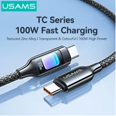 USAMS SJ750 100W Type-C to Type-C Cable PD Fast Charging Data Transmission Tinned Copper Core Line 1.2M Long for iPhone 16 16 Pro 15 15 Plus for Huawei Mate XT for Xiaomi 15pro