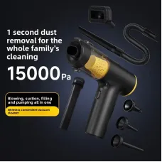 Handheld LP-016 Cordless Car Vacuum Cleaner 15000Pa Suction Type-C Rechargeable High Power Dust Detection Inflator Blower Portable Dual Use