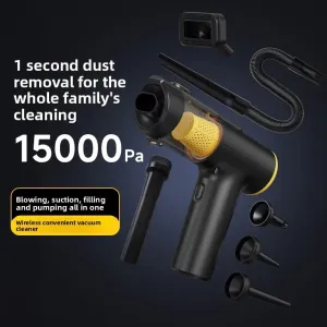 Handheld LP-016 Cordless Car Vacuum Cleaner 15000Pa Suction Type-C Rechargeable High Power Dust Detection Inflator Blower Portable Dual Use