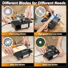 100W Mini Multi-Functional Table Saw Adjustable Speeds Portable Compact Electric Saw for Wood Plastic Acrylic Cutting DIY Crafting Projects Angle Cutting Tool
