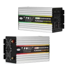 AUTSOME 12V to 220V Converter Pure Sine Wave Power Inverter Dual LCD Digital Display 2 Sockets Multiple Protection Functions