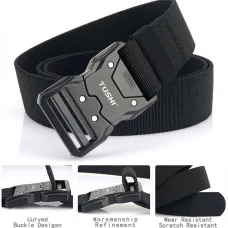 TUSH125cm Quick Release Tactical Belt Men Metal Buckle Nylon Elastic Girdle for Military Training Hiking Outdoor Work