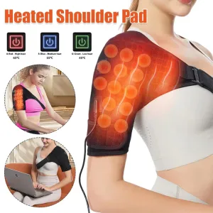 IPRee Portable Shoulder Support Heat Pad Adjustable 3-Level Settings Heating Electric Shoulder Wrap Heating Shoulder Support Belt for Men Women
