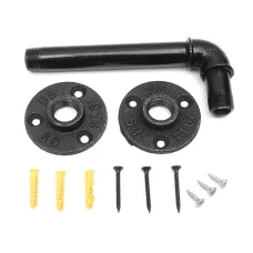 160mm Length Iron Industrial Pipe Shelf Vintage Black Bracket Holder Home Decor