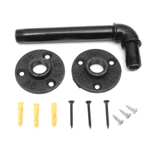 160mm Length Iron Industrial Pipe Shelf Vintage Black Bracket Holder Home Decor