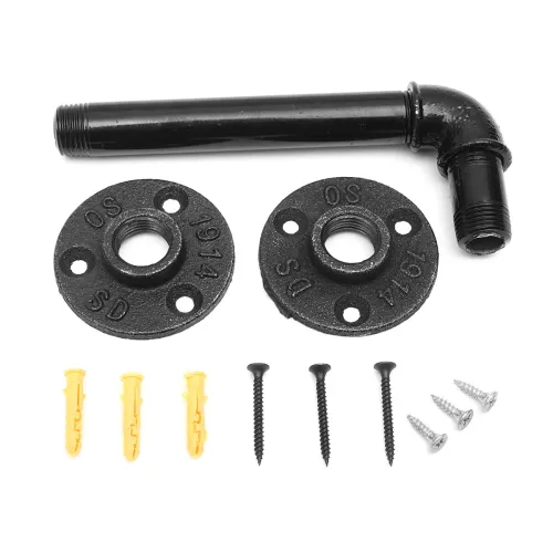 160mm Length Iron Industrial Pipe Shelf Vintage Black Bracket Holder Home Decor