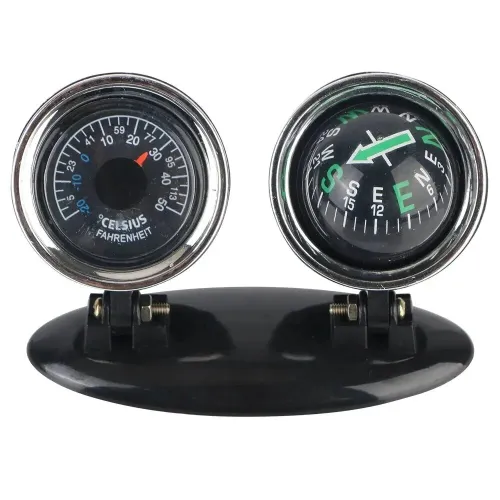 2 in 1 Car Ornaments Compass with Thermometer Direction Dashboard Ball for Cars Trucks SUVs