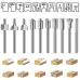 20 Piece HSS Woodworking Rotary File Set Universal 3mm Shank Compatible with Most Rotary Tools for Carving Engraving Shaping Hollowing