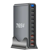 [GaN Tech] Bakeey YMX-765W 765W 10-Port USB PD Charger 3USB-A+7USB-C PD QC Fast Charging Desktop Charging Station EU Plug US Plug for iPhone 16 16 Pro 15 Pro Max 14 13 12 for Xiaomi 15Pro for Huawei Pura X