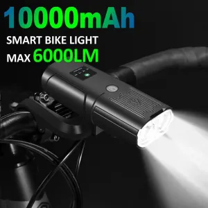 Bikight Smart Bike Headlight 6000 Lumens Big Floodlight 10000mAh Battery Power Bank Waterproof Auto-light adjustment Front Light for MTB Road Cycling