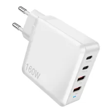 [GaN Tech] PD160W 4-Port USB PD Charger 2USB-A+2USB-C PD Fast Charging Wall Charger Adapter EU Plug US Plug for iPhone 16 16 Pro 15 14 13 Pro Max for Huawei Pura 80 Ultra for XIAOMI for SAMSUNG