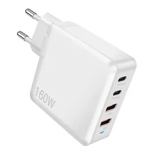 [GaN Tech] PD160W 4-Port USB PD Charger 2USB-A+2USB-C PD Fast Charging Wall Charger Adapter EU Plug US Plug for iPhone 16 16 Pro 15 14 13 Pro Max for Huawei Pura 80 Ultra for XIAOMI for SAMSUNG