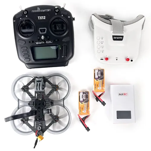 DarwinFPV CineApe 25 Analog 2.5Inch 4S Cinematic Whoop RC FPV Racing Drone RTF with RadioMaster TX12 Mark II Remote Controller FPV Goggles