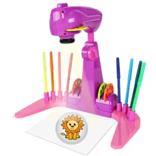 Children's Drawing Projector Toys Set with 32 Cartoon Slides and 12 Color Brushes for 3-6 Years Old Creative Painting Kit