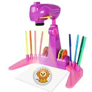 Children's Drawing Projector Toys Set with 32 Cartoon Slides and 12 Color Brushes for 3-6 Years Old Creative Painting Kit
