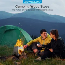 Astrolux Ti-BS1 Titanium Backpacking Stoves Titanium Camping Stove Folding Wood Burning Stove Pocket Stove Portable Lightweight Backpacking Stove for Outdoor Camping Hiking Backpacking Picnic BBQ