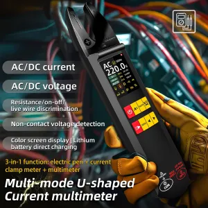 BSIDE U5 Digital Clamp Multimeter True RMS TFT Screen AC DC Voltage Current Tester Non-Contact Voltage Detection Rechargeable Multimeter Professional Electricity Measurement Tool