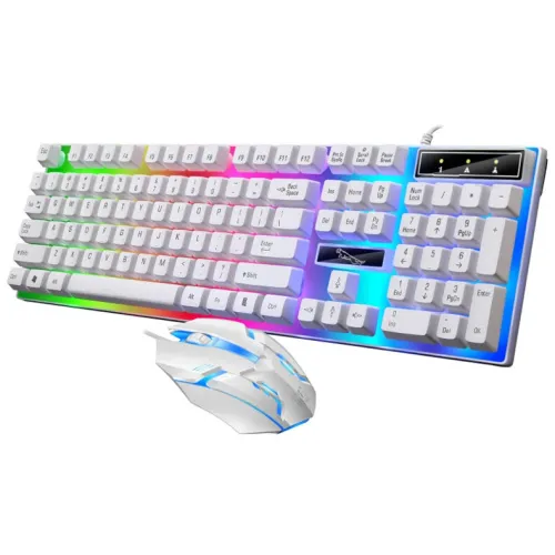 ZGUANGBA G21B Wired 104-Keys Gaming Keyboard and Mouse Set RGB Backlit Mechanial-Feeling Keycaps Waterproof Ergonomics USB Keyboard Mouse Combo for PC Computer