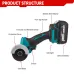 76MM Brushless Cordless Angle Grinder 390W Electric Grinding Cutting Polishing Machine Stepless Speed for Mak 18V Battery with LED Light