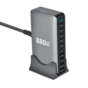 [GaN Tech] Bakeey YMX-880W 880W 10-Port USB PD Charger 4USB-A+6USB-C PD QC Fast Charging Desktop Charging Station EU Plug for iPhone 17 17 Pro 16 15 14 Pro Max for Huawei Mate XTs for SAMSUNG for XIAOMI for OPPO