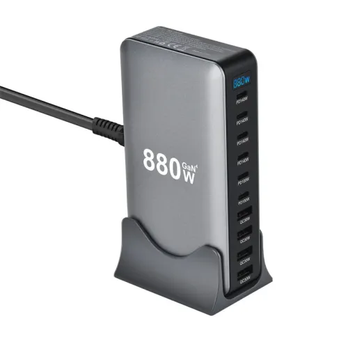 [GaN Tech] Bakeey YMX-880W 880W 10-Port USB PD Charger 4USB-A+6USB-C PD QC Fast Charging Desktop Charging Station EU Plug for iPhone 17 17 Pro 16 15 14 Pro Max for Huawei Mate XTs for SAMSUNG for XIAOMI for OPPO