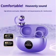 TS63 TWS Earclips Earbuds Wireless bluetooth 5.4 Earphone with Power Display 360 ACS Panoramic Sound AAC Audio Flexible Silicone Ergonomics Open-ear Sports Headphones