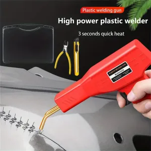 EU Plug Red Portable Plastic Welding Machine Quick and Easy Operation Ergonomic Design Stainless Steel Staples Overheat Protection for Car Bumper Crack Repair PVC Welding