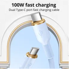 100W Type-C to Type-C Fast Charging Cable 6A Super Charge Silicone USB-C Data Cable for Android Phones 1m 2m