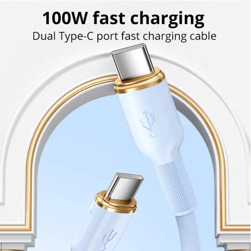 100W Type-C to Type-C Fast Charging Cable 6A Super Charge Silicone USB-C Data Cable for Android Phones 1m 2m