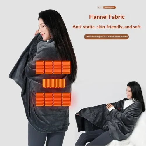 TENGOO Universal 9 Zones Heated Shawl USB Charging Rapid Heating Adjustable Temperature Portable Electric Warm Blanket Shawl Washable