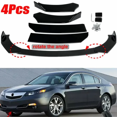 AUTSOME 4PCS Black Front Lip Chin Bumper Spoilers Body Kits For Car Universal
