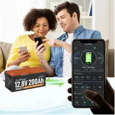 UDirect JavaEnegy 12V 200Ah Lifepo4 Battery with Bluetooth&APP Monitor Built-in 200A BMwith Heating Function Lithium Iron Phosphate Battery Pack For 12V 24V 48V Solar Storage EV RV Boat