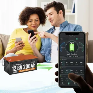 UDirect JavaEnegy 12V 200Ah Lifepo4 Battery with Bluetooth&APP Monitor Built-in 200A BMwith Heating Function Lithium Iron Phosphate Battery Pack For 12V 24V 48V Solar Storage EV RV Boat