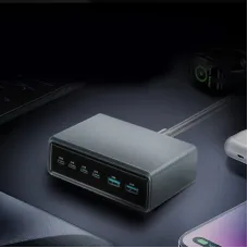 [GaN Tech] 200W 6-Port USB Charger 4USB-C+2USB-A Fast Charging Desktop Charging Station EU Plug for iPhone 16 16 Pro 15 14 13 Pro Max for Huawei Pura 80 Ultra for XIAOMI for SAMSUNG