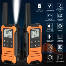 Baofeng BF-T22 Walkie Talkie 16 Channels PMR 446MHz License-Free LED Display VOXs Hands-Free Long-Range Communication Without Battery